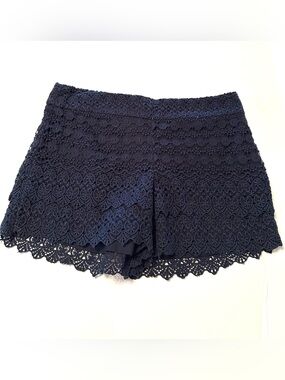 Lace Overlay Women's Shorts - Navy